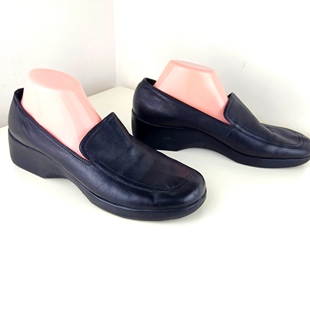 Easy Spirit Women Leather Loafer Oxford Flat Size 11M Black